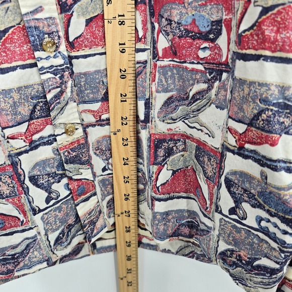 Cooke Street Honolulu Mens Medium Whale Print Hawaiian Shirt Cotton Made in USA - Picture 4 of 6